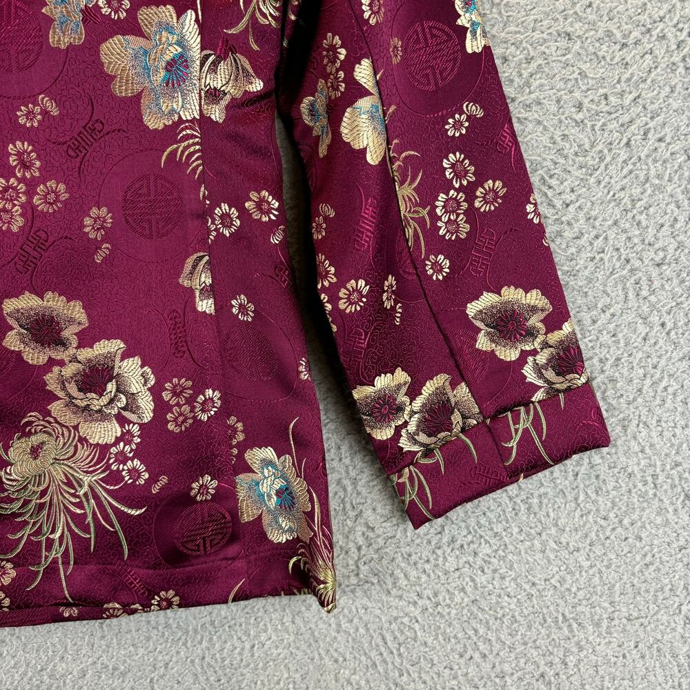 Chicos Jacket Small Embroidered Asian Floral Emboss Lightweight Blazer Sz 0 VTG - Picture 12 of 13